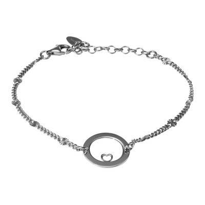 Bracelet Argent Rhodié Cercle avec un coeur