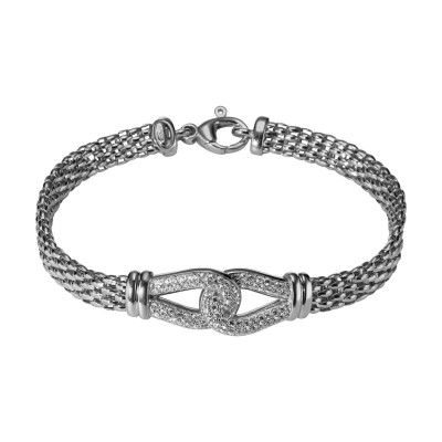 Bracelet Argent Rhodié Entrelas avec Oxydes de zirconium