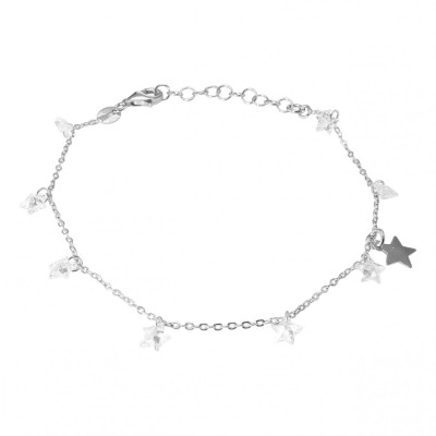 Bracelet Argent Rhodié étoiles en oxyde de zirconium