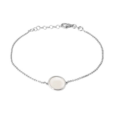 Bracelet Argent Rhodié Pastille de Nacre
