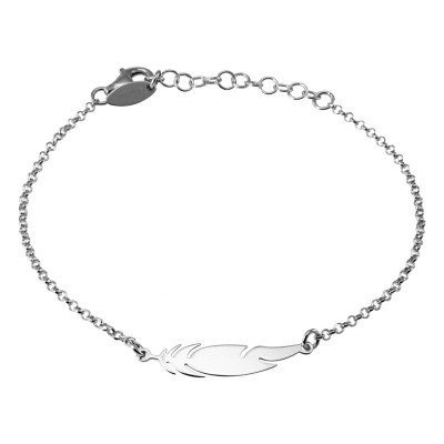 Bracelet argent rhodié plume