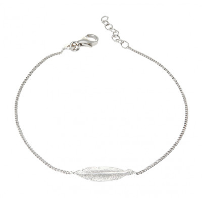 Bracelet argent rhodié plume