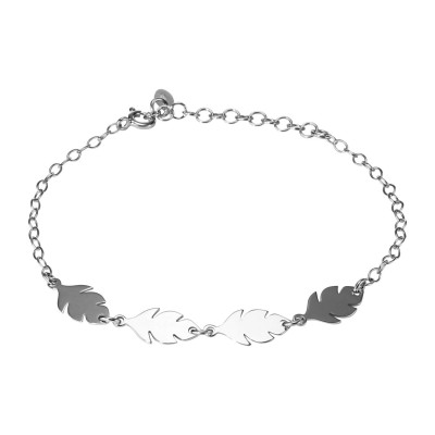 Bracelet Argent Rhodié Plumes