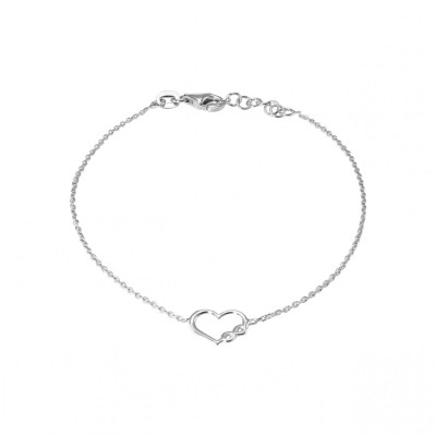 Bracelet Argent Rodié Coeur et Signe de l'infini