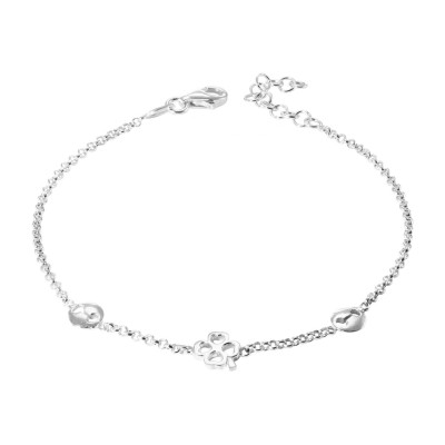 Bracelet argent trèfle à quatre feuilles et grains de café