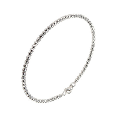 Bracelet boules facettées or blanc 375 2,4mm