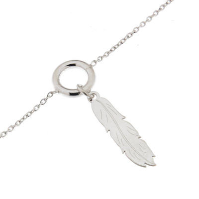 Bracelet Breloque Plume en Argent 925 Rhodié