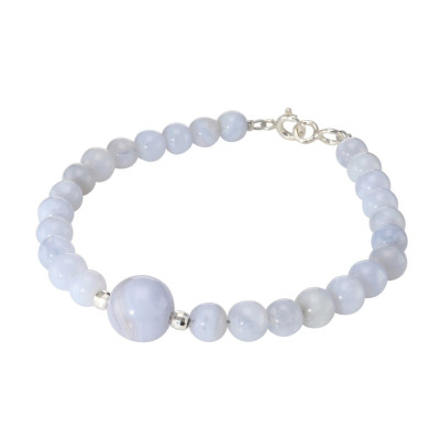 Bracelet Calcédoine 6-10mm et Argent