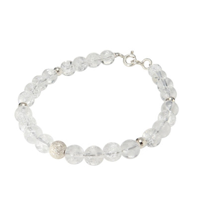 Bracelet Cristal de roche 6mm et Argent