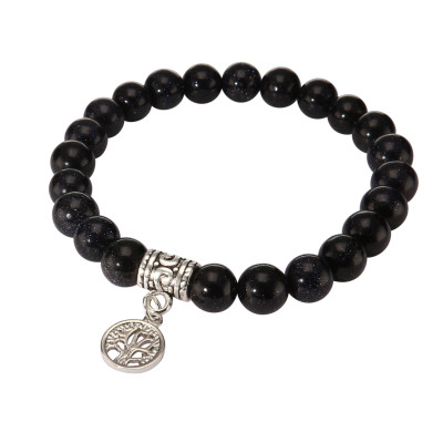 Bracelet Cuivre Bleu 8mm et Breloque Arbre de Vie en métal