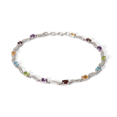 Bracelet en Or Blanc 375 et Pierres fines