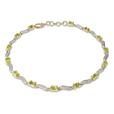 Bracelet en Or Jaune 375 2 tons et Péridots