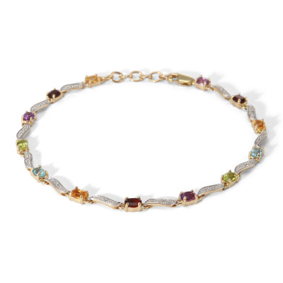 Bracelet en Or Jaune 375 2 tons et Pierres fines