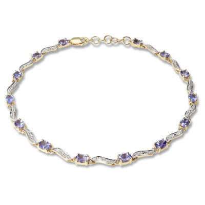 Bracelet en Or Jaune 375 2 tons et Tanzanites