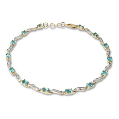 Bracelet en Or Jaune 375 2 tons et Topazes bleues traitées