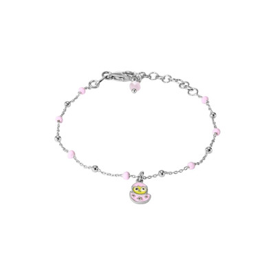 Bracelet Enfant Argent Rhodié Poussin Email