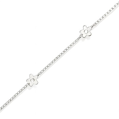 Bracelet Enfant Or Blanc 375 Motifs Fleurs