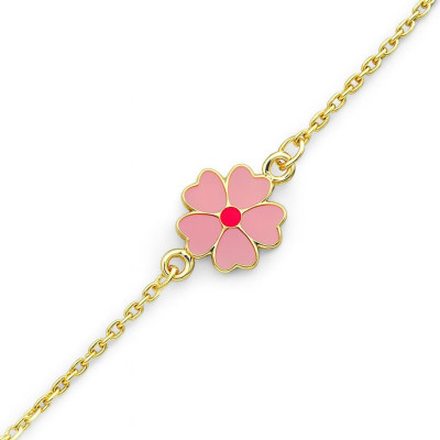 Bracelet Enfant Or Jaune 750 Motifs Fleurs