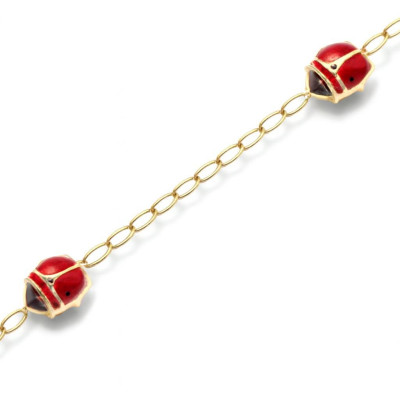 Bracelet enfant Or Jaune et Coccinelles