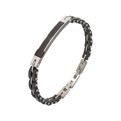 Bracelet Homme Acier et Céramique 6,1mm x 20,5cm
