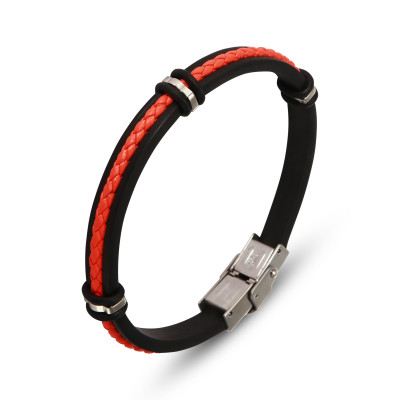 Bracelet Homme Acier et Matière Synthétique 9,3mm x 20,5cm