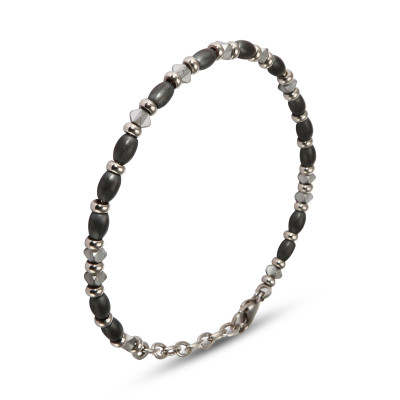 Bracelet Homme Acier et Pierres Grises 4,2mm x 22,5cm