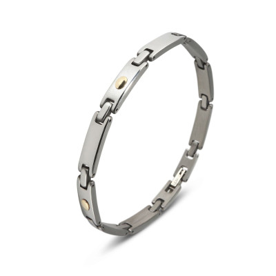 Bracelet homme acier et plaqué or 5mm x 19cm
