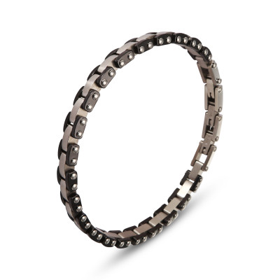 Bracelet Homme Acier Gris mat et anthracite 7mm x 21,5cm