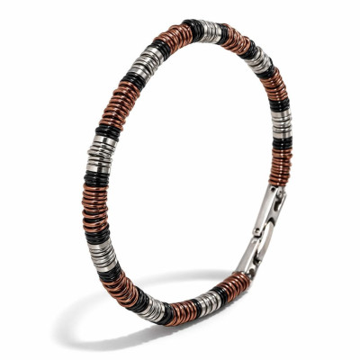 Bracelet Homme Acier Gris, Noir et Rouge 4,5mm x 20,5cm