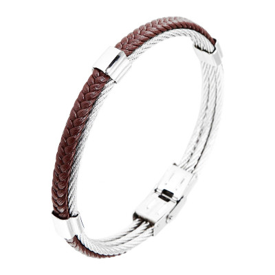 Bracelet homme acier marron tressé 0,9x21cm