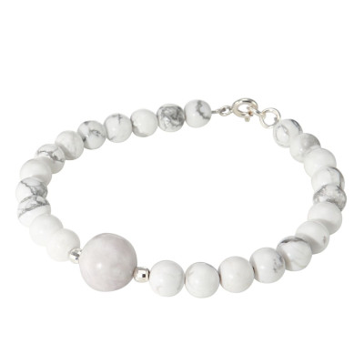 Bracelet Howlite 6-10mm et Argent