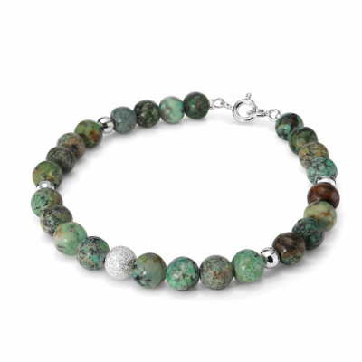Bracelet Jaspe Africain 6mm et Argent