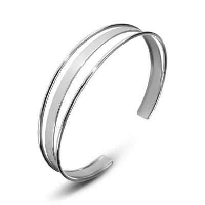 Bracelet Jonc Argent Rhodié ajouré 14mm