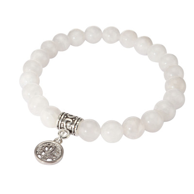 Bracelet Labradorite 8mm et Breloque Arbre de Vie en métal