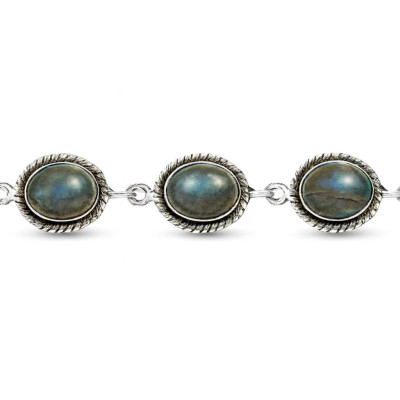 Bracelet Labradorite Ovale sur Argent 925