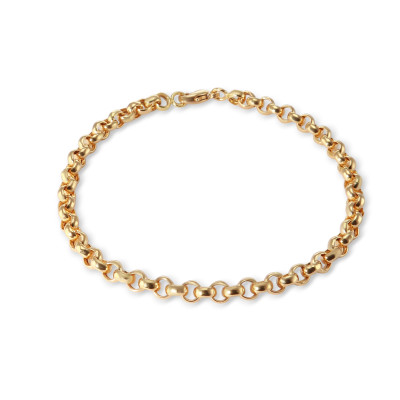 Bracelet Maille Jaseron 4mm x 18cm Or Jaune 750