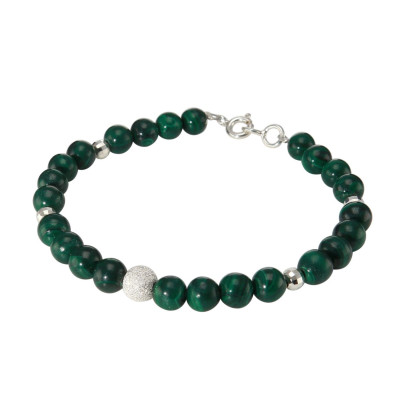 Bracelet Malachite 6mm et Argent