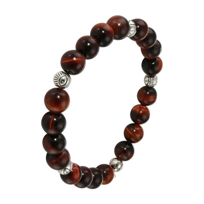 Bracelet Oeil de Taureau 8mm et Oeil porte bonheur en métal