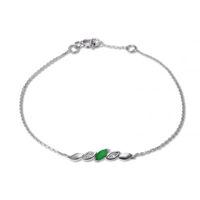 Bracelet Or Blanc 750 Emeraude et diamants