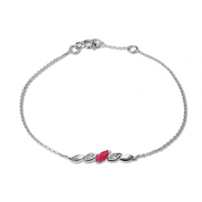 Bracelet Or Blanc 750 Rubis et diamants