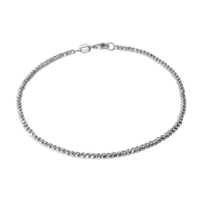 Bracelet Or Blanc perles ciselées 2mm x 19cm
