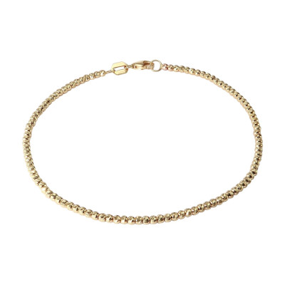 Bracelet Or Jaune 375 perles striées 2mm x 19cm