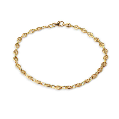 Bracelet Or Jaune grains de café 3.3mm - 18cm