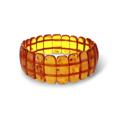 Bracelet Plaquettes Ambre cognac 22mm x 18.8cm
