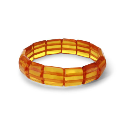 Bracelet Plaquettes Ambre couleur miel 13.7mm x 17.2cm