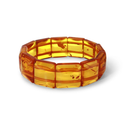 Bracelet Plaquettes Ambre couleur miel 18.2mm x 17.2cm