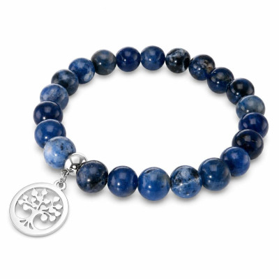Bracelet Sodalite 8mm et Breloque Arbre de Vie en acier
