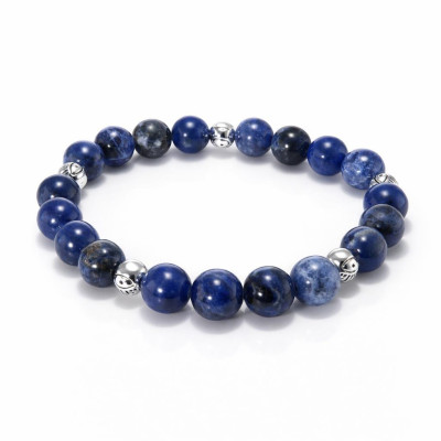 Bracelet Sodalite 8mm et Oeil porte bonheur en métal
