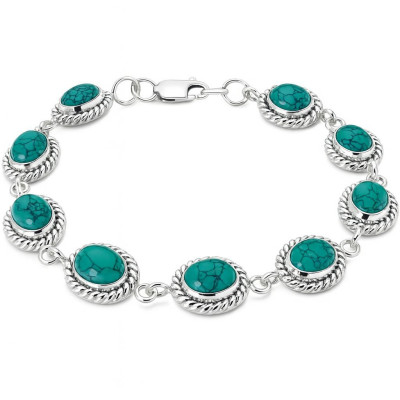 Bracelet Turquoise reconstituée   Ovale Argent 925