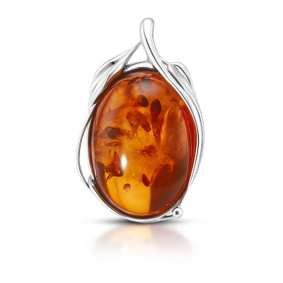 Broche Argent Ambre Ovale